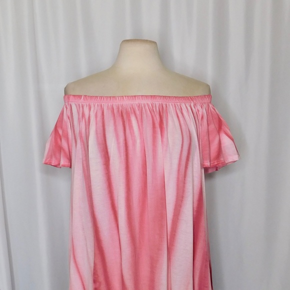 FREE PEOPLE FP Movement Tie Dye Off Shoulder Top Flutter Sleeve Pink Large - Picture 3 of 7